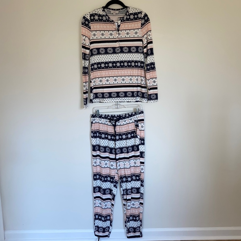 LOFT Size Small Pink & Gray Pajama Set NWT